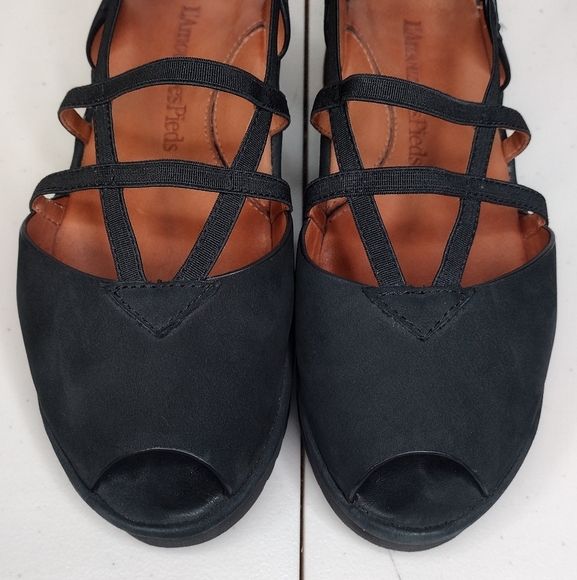 Lamour Des Pieds Women's Black Leather Open Toe Strappy Platform Sandals Sz 8.5M - Picture 8 of 16